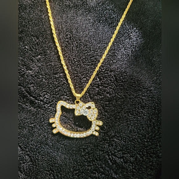 Gold Hello Kitty Rhinestone Necklace - Picture 4 of 4